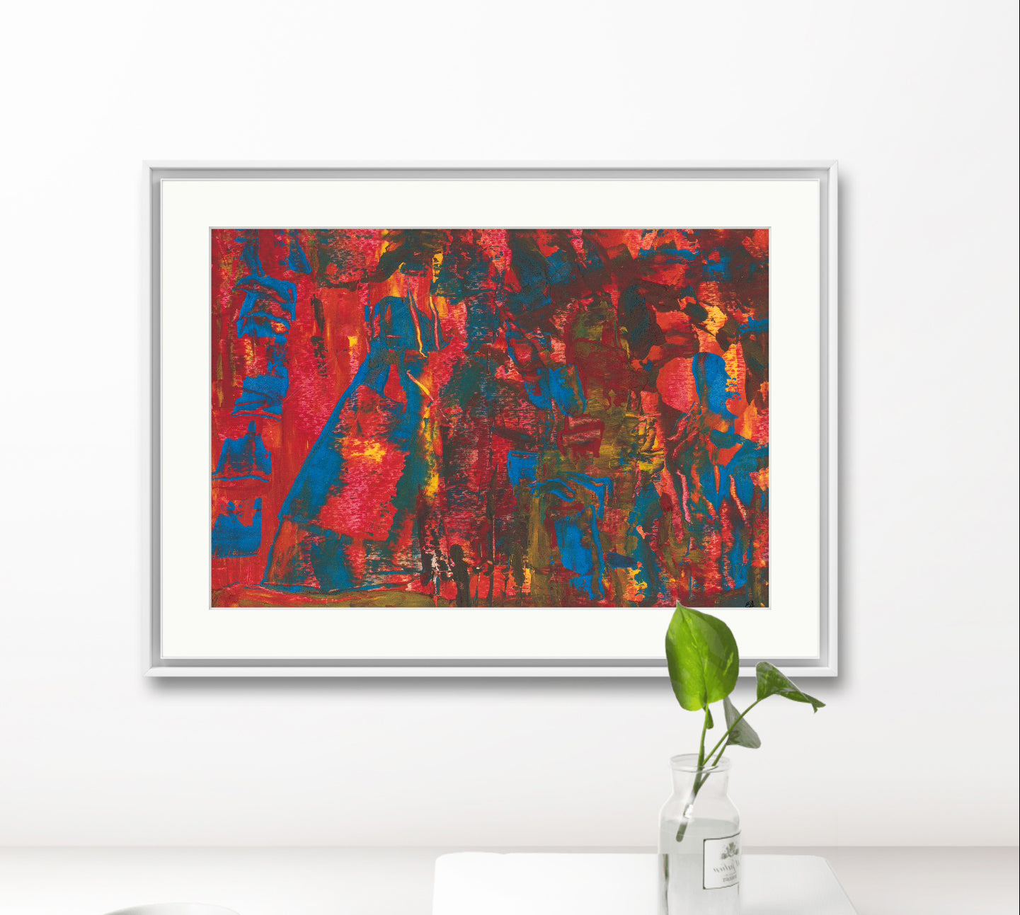 Watercolor Original Painting "Colorful Red Abstract"