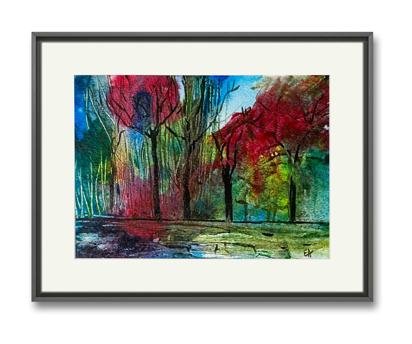 Watercolor Original Painting "Dramatic and Colorful Landscape"