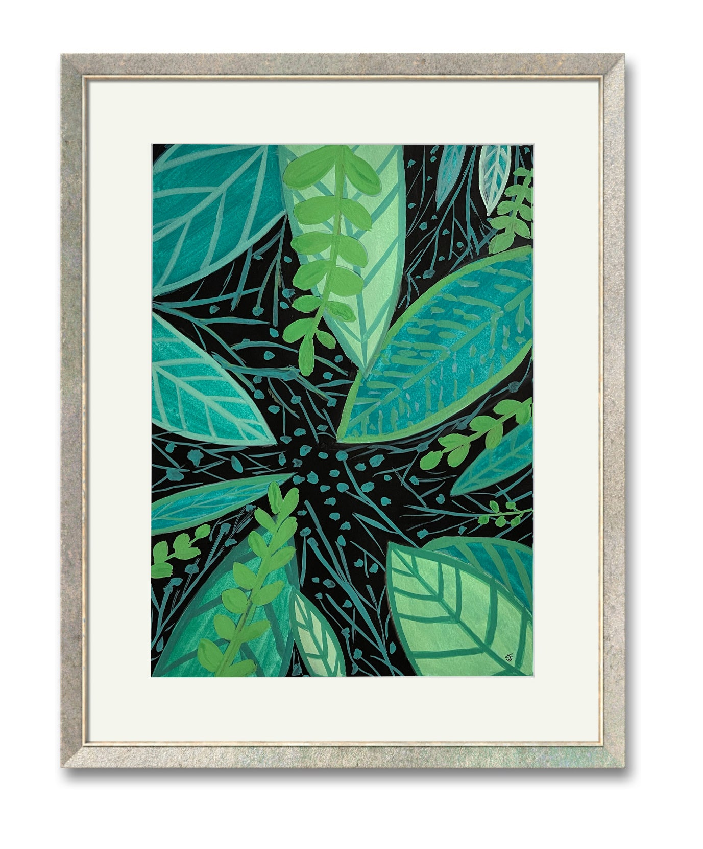 Goauche Original Painting "Green Leaves"