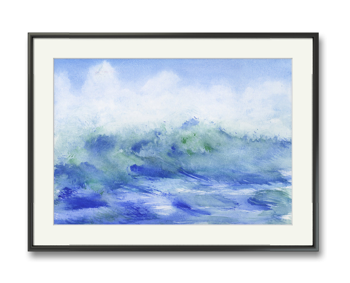 Watercolor Original Painting "Blue and Green Ocean"