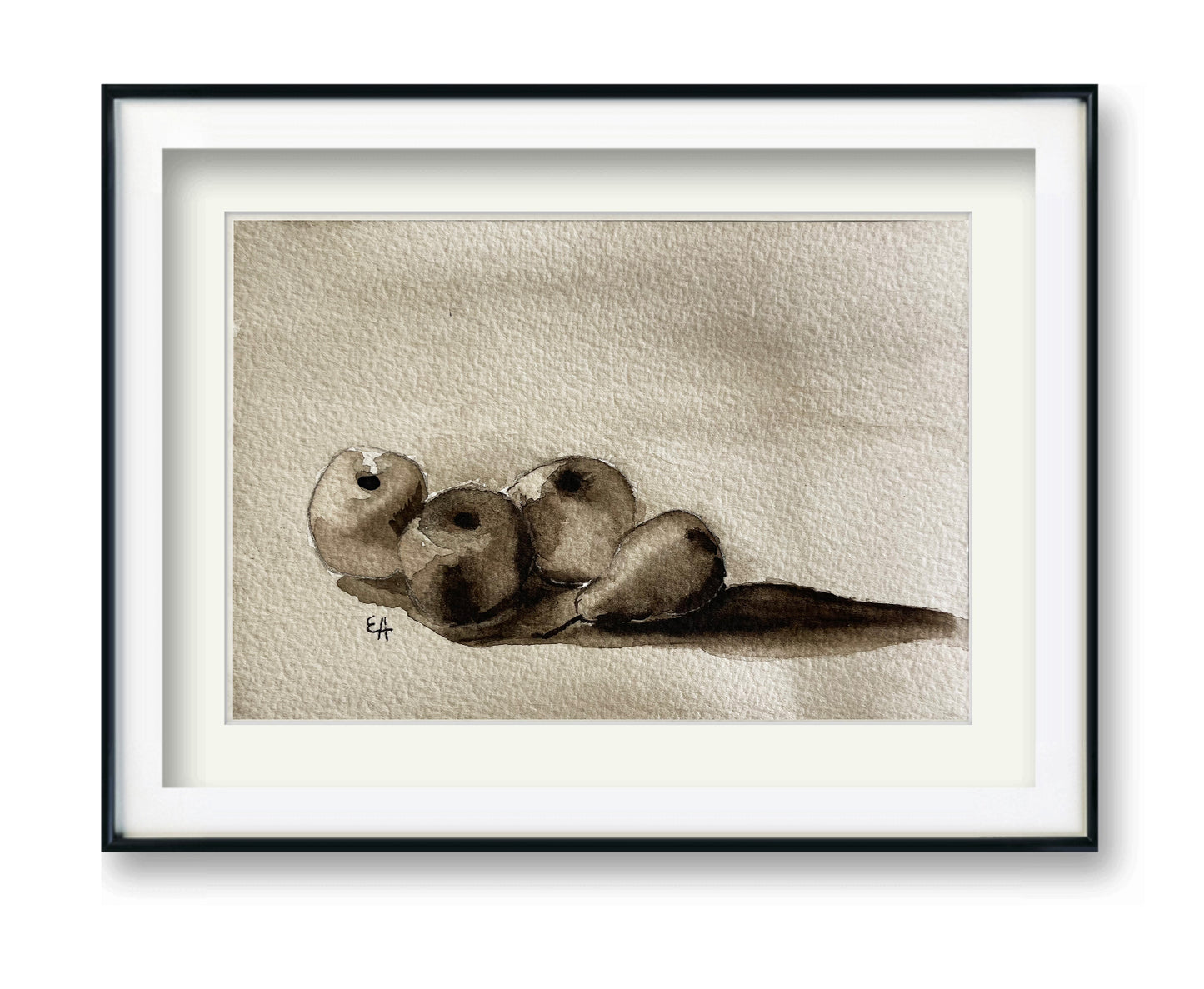 Watercolor Original Painting "Still life Sepia"