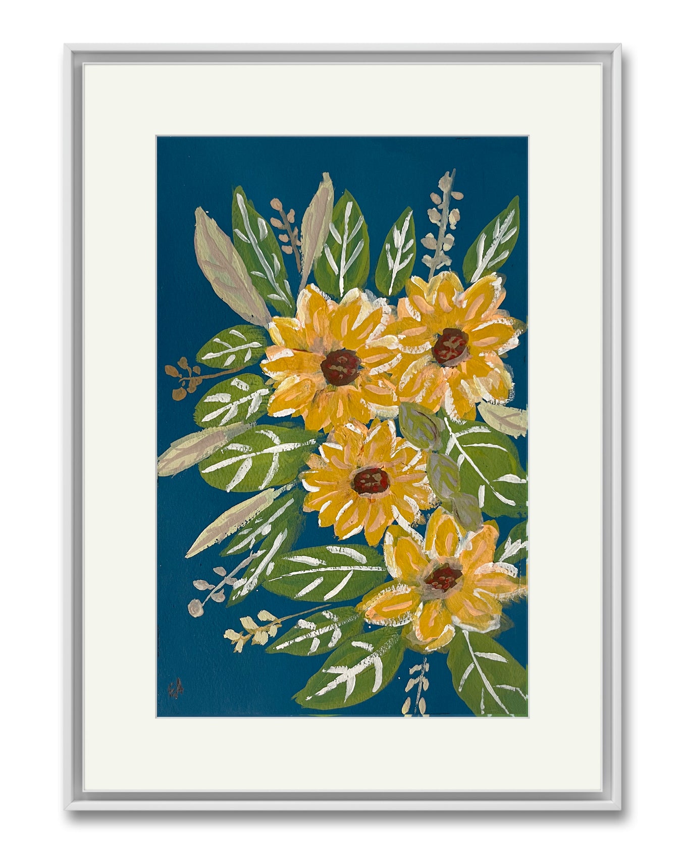 Goauche Original Painting "Yellow Flowers"