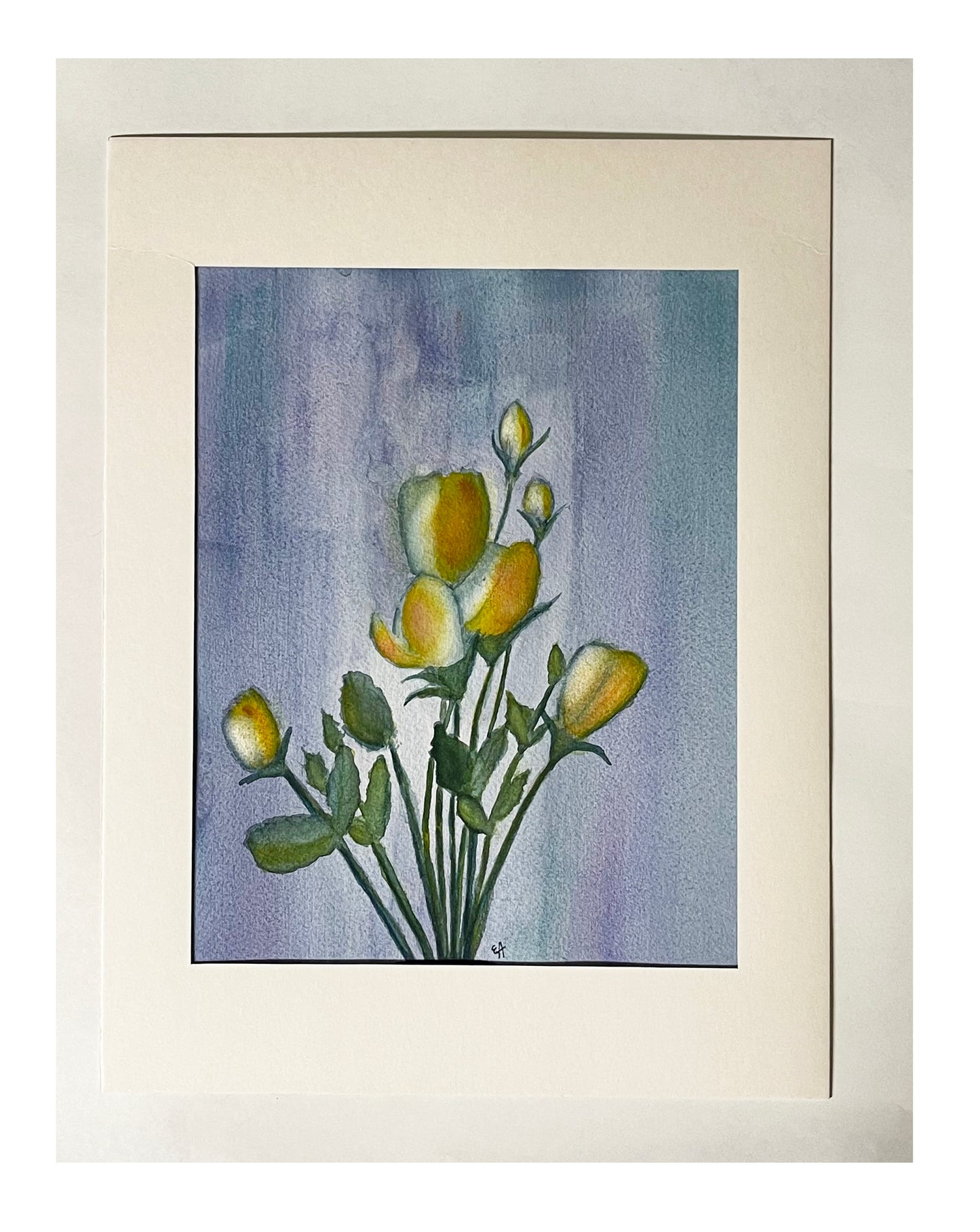 Watercolor Original Painting "Yellow Roses"